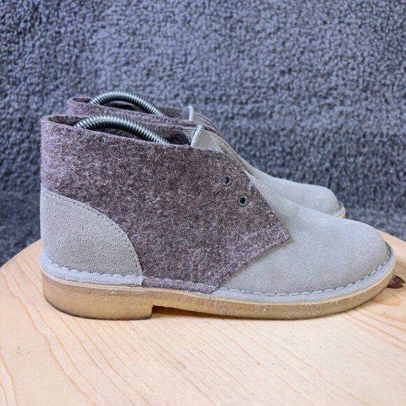 Clarks Originals Desert Boots Womens Size 7.5 Suede Felt Gray Ankle Chukka - Picture 3 of 9